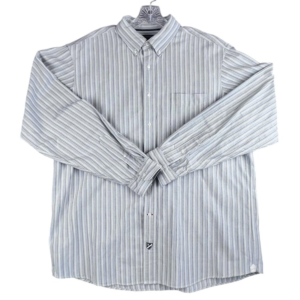 Cremieux Classics Mens XL Shirt Blue Stripe Long Sleeve Nautical Preppy Classic